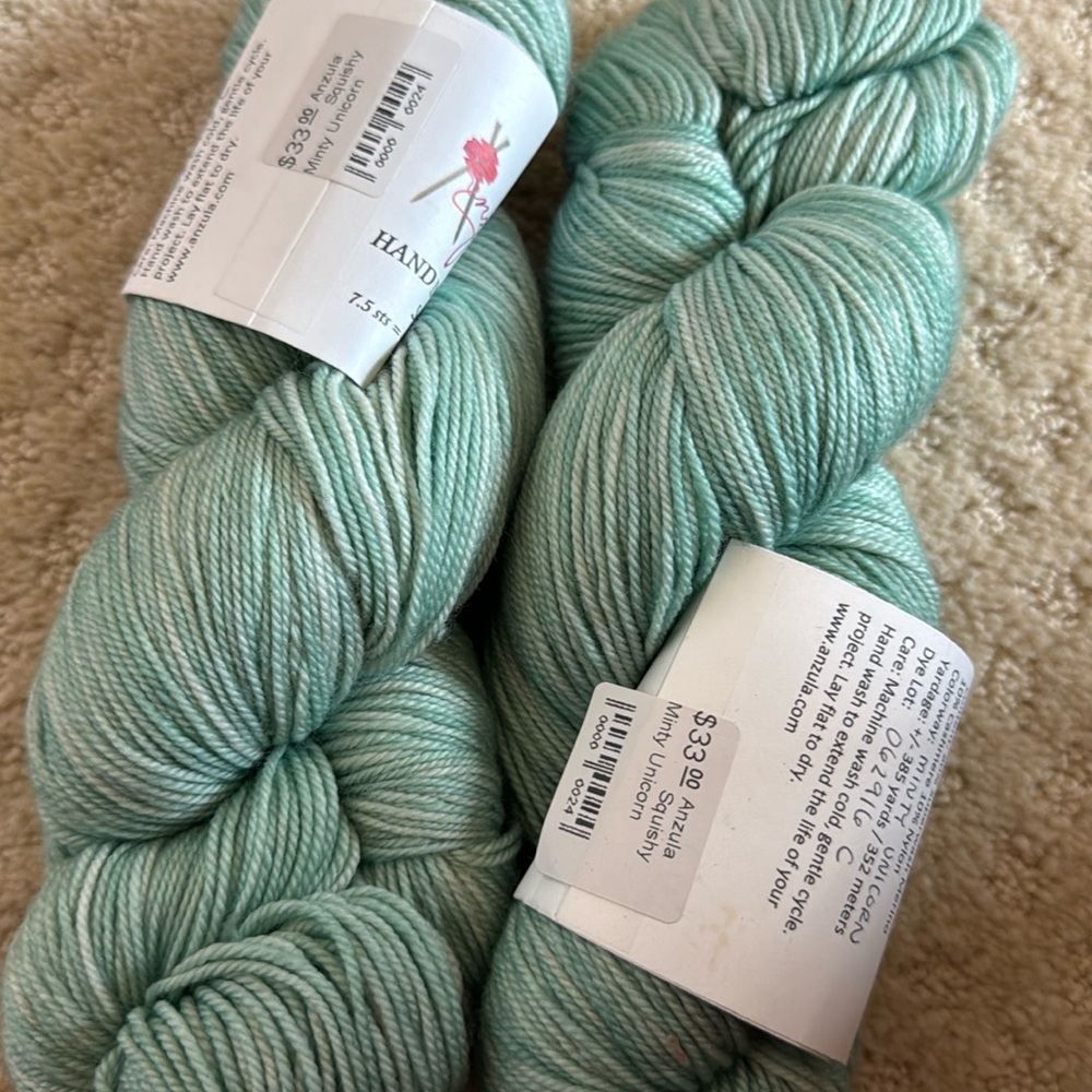 anzula 2 skeins yarn blue/green